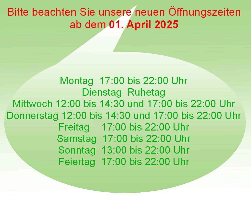 Übersicht Öffnungszeiten